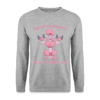 Workout Warm Up Fun Funny Saying Poodle Gift - Unisex Sweatshirt - salt & pepper - Front - Alina (178cm) & Michal (187cm)