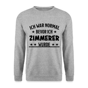 Zimmerer Lustiger Spruch Zimmermann Witz Geschenk - Unisex Pullover - Weißgrau meliert - Vorne - Alina (178cm) & Michal (187cm)