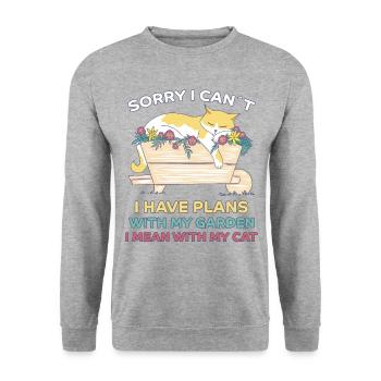 Cats Garden Flowers Funny Saying Cat Gift - Unisex Sweatshirt - salt & pepper - Front - Alina (178cm) & Michal (187cm)