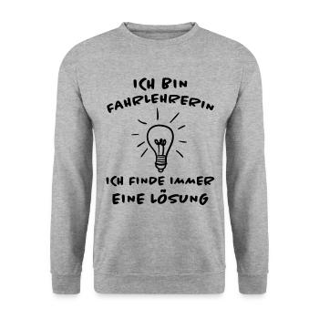 Fahrlehrerin Fahrschullehrerin Fun Spruch Geschenk - Unisex Pullover - Weißgrau meliert - Vorne - Alina (178cm) & Michal (187cm)