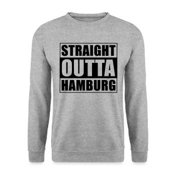 Straight outta Hamburg - Unisex Pullover - Weißgrau meliert - Vorne - Alina (178cm) & Michal (187cm)
