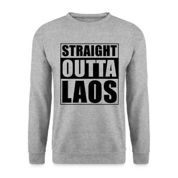 Straight outta Laos - Unisex Pullover - Weißgrau meliert - Vorne - Alina (178cm) & Michal (187cm)