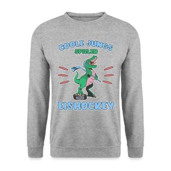 Eishockey Spieler T-Rex Lustiger Spruch Geschenk - Unisex Pullover - Weißgrau meliert - Vorne - Alina (178cm) & Michal (187cm)