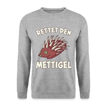 Mettigel Mettbrötchen Lustige Spruch Mett Geschenk - Unisex Pullover - Weißgrau meliert - Vorne - Alina (178cm) & Michal (187cm)