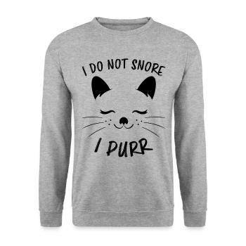Purring Snoring Funny Saying Cat Gift - Unisex Sweatshirt - salt & pepper - Front - Alina (178cm) & Michal (187cm)