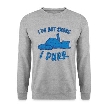 Purring Snoring Funny Saying Cat Gift - Unisex Sweatshirt - salt & pepper - Front - Alina (178cm) & Michal (187cm)
