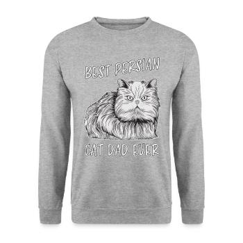 Persian Cat Saying Cat Papa Persian Cat Gift - Unisex Sweatshirt - salt & pepper - Front - Alina (178cm) & Michal (187cm)
