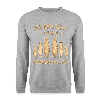 Erdmännchen Lustige Spruch Tier Mangusten Geschenk - Unisex Pullover - Weißgrau meliert - Vorne - Alina (178cm) & Michal (187cm)