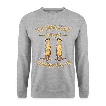 Erdmännchen Lustige Spruch Tier Mangusten Geschenk - Unisex Pullover - Weißgrau meliert - Vorne - Alina (178cm) & Michal (187cm)