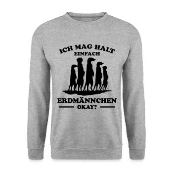 Erdmännchen Lustige Spruch Tier Mangusten Geschenk - Unisex Pullover - Weißgrau meliert - Vorne - Alina (178cm) & Michal (187cm)