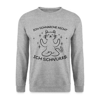 Schnurren Schnarchen Lustige Spruch Katze Geschenk - Unisex Pullover - Weißgrau meliert - Vorne - Alina (178cm) & Michal (187cm)