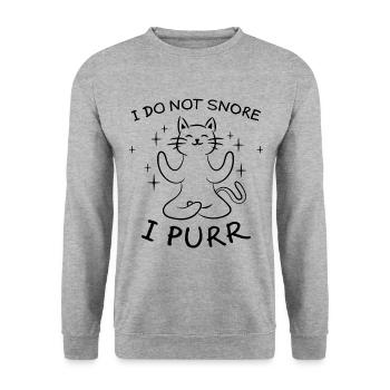 Purring Snoring Funny Saying Cat Gift - Unisex Sweatshirt - salt & pepper - Front - Alina (178cm) & Michal (187cm)