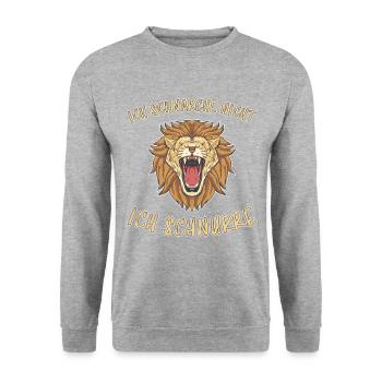 Schnurren Löwe Lustiger Spruch Schlafen Geschenk - Unisex Pullover - Weißgrau meliert - Vorne - Alina (178cm) & Michal (187cm)