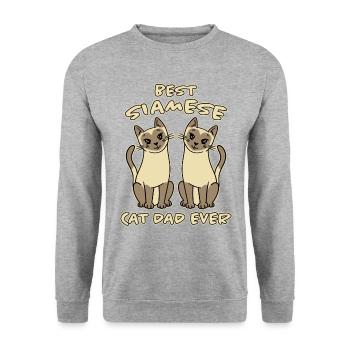 Siamese Spruch Katze Papa Lustige Siamese Geschenk - Unisex Pullover - Weißgrau meliert - Vorne - Alina (178cm) & Michal (187cm)