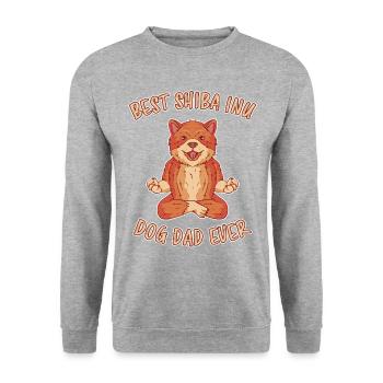 Shiba Inu Dad Dog Fun Saying Shiba Inu Gift - Unisex Sweatshirt - salt & pepper - Front - Alina (178cm) & Michal (187cm)