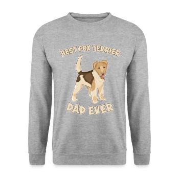 Fox Terrier Dad Hund Spruch Foxterrier Geschenk - Unisex Pullover - Weißgrau meliert - Vorne - Alina (178cm) & Michal (187cm)