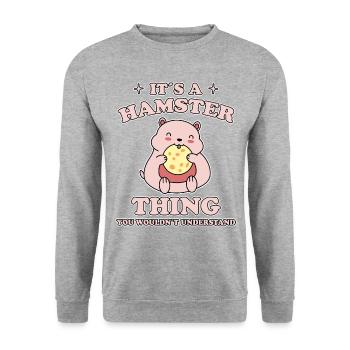 Hamster disant cookies drôle de cadeau de hamster nain - Sweat-shirt Unisexe - gris chiné - Devant - Alina (178cm) & Michal (187cm)