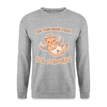 Schnurren Schnarchen Schlaf Spruch Katzen Geschenk - Unisex Pullover - Weißgrau meliert - Vorne - Alina (178cm) & Michal (187cm)