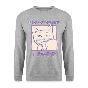 Schnurren Schnarchen Schlaf Spruch Katzen Geschenk - Unisex Pullover - Weißgrau meliert - Vorne - Alina (178cm) & Michal (187cm)
