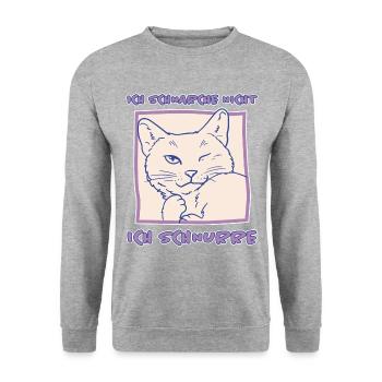 Schnurren Schnarchen Schlaf Spruch Katzen Geschenk - Unisex Pullover - Weißgrau meliert - Vorne - Alina (178cm) & Michal (187cm)