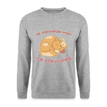 Schnurren Schnarchen Schlaf Spruch Katzen Geschenk - Unisex Pullover - Weißgrau meliert - Vorne - Alina (178cm) & Michal (187cm)