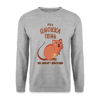 Quokka Disant Fun Australie Marsupial Cadeau - Sweat-shirt Unisexe - gris chiné - Devant - Alina (178cm) & Michal (187cm)