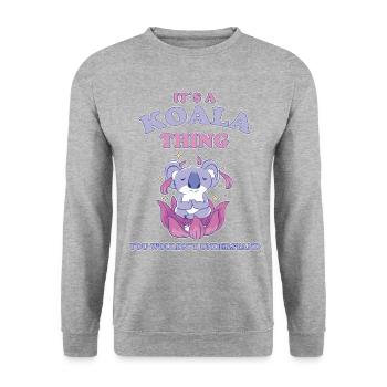 Koala Saying Australia Marsupial Koalas Gift - Unisex Sweatshirt - salt & pepper - Front - Alina (178cm) & Michal (187cm)