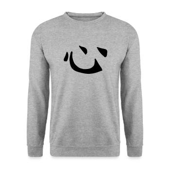 Herz Chinesische Schrift Zeichen Symbol - Unisex Pullover - Weißgrau meliert - Vorne - Alina (178cm) & Michal (187cm)
