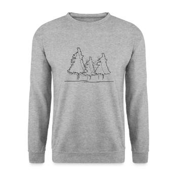 Baum Wald Lineart - Unisex Pullover - Weißgrau meliert - Vorne - Alina (178cm) & Michal (187cm)