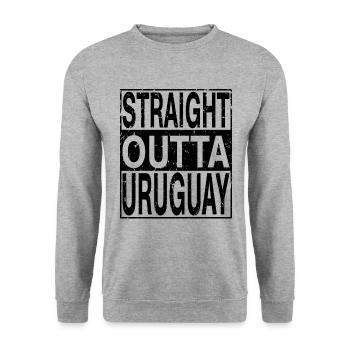 Uruguay Straight outta Uruguay - Unisex Pullover - Weißgrau meliert - Vorne - Alina (178cm) & Michal (187cm)