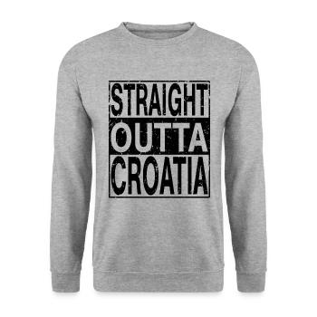 Croatia Straight outta Croatia - Unisex Sweatshirt - salt & pepper - Front - Alina (178cm) & Michal (187cm)