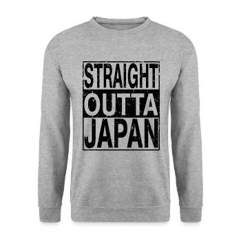 Japan Straight outta Japan - Unisex Pullover - Weißgrau meliert - Vorne - Alina (178cm) & Michal (187cm)