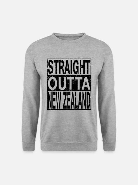 Neuseeland Straight outta Neuseeland - Unisex Pullover - Weißgrau meliert