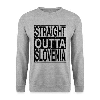 Slowenien Straight outta Slowenien - Unisex Pullover - Weißgrau meliert - Vorne - Alina (178cm) & Michal (187cm)