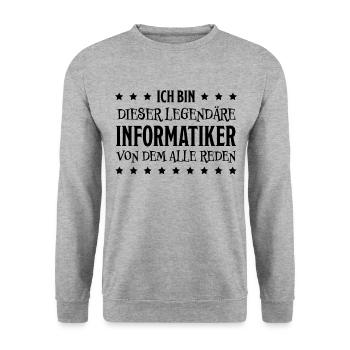 Informatiker Lustig Spruch Programmierer Geschenk - Unisex Pullover - Weißgrau meliert - Vorne - Alina (178cm) & Michal (187cm)