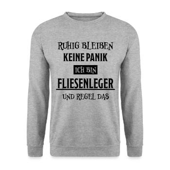 Fliesenleger Lustig Spruch Job Bodenleger Geschenk - Unisex Pullover - Weißgrau meliert - Vorne - Alina (178cm) & Michal (187cm)