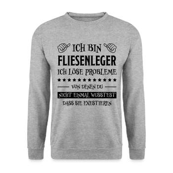 Fliesenleger Lustig Spruch Job Bodenleger Geschenk - Unisex Pullover - Weißgrau meliert - Vorne - Alina (178cm) & Michal (187cm)
