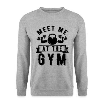 Rencontrez-moi au gymnase - Citation fitness - Sweat-shirt Unisexe - gris chiné - Devant - Alina (178cm) & Michal (187cm)