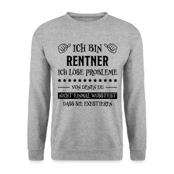 Rentner Lustiger Spruch Rente Ruhestand Geschenk - Unisex Pullover - Weißgrau meliert - Vorne - Alina (178cm) & Michal (187cm)