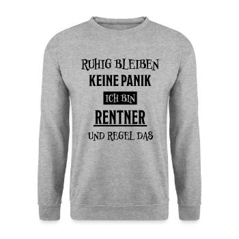 Rentner Lustiger Spruch Rente Ruhestand Geschenk - Unisex Pullover - Weißgrau meliert - Vorne - Alina (178cm) & Michal (187cm)