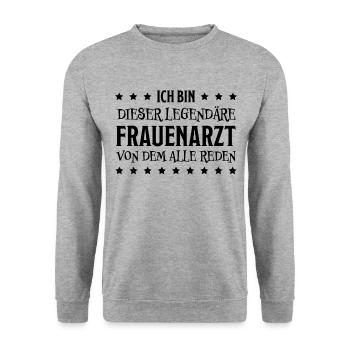 Frauenarzt Spruch Gynäkologe Frauenarzt Geschenk - Unisex Pullover - Weißgrau meliert - Vorne - Alina (178cm) & Michal (187cm)