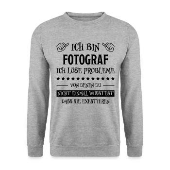 Fotograf Lustiger Spruch Beruf Fotografen Geschenk - Unisex Pullover - Weißgrau meliert - Vorne - Alina (178cm) & Michal (187cm)