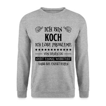 Koch Lustig Spruch Beruf Gastronomie Koch Geschenk - Unisex Pullover - Weißgrau meliert - Vorne - Alina (178cm) & Michal (187cm)