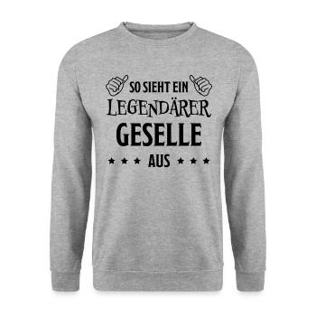 Geselle Lustiger Spruch Gesellenprüfung Geschenk - Unisex Pullover - Weißgrau meliert - Vorne - Alina (178cm) & Michal (187cm)