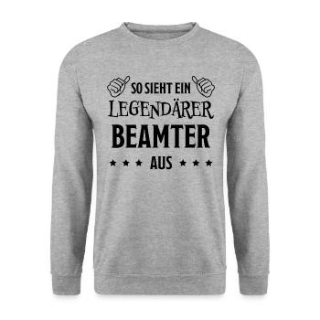 Beamter Lustiger Spruch Verbeamtung Büro Geschenk - Unisex Pullover - Weißgrau meliert - Vorne - Alina (178cm) & Michal (187cm)