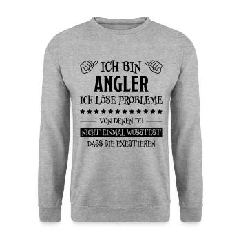 Angler Fisch Hobby Angeln Fische Fun Meer Geschenk - Unisex Pullover - Weißgrau meliert - Vorne - Alina (178cm) & Michal (187cm)