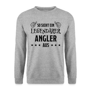Angler Fisch Hobby Angeln Fische Fun Meer Geschenk - Unisex Pullover - Weißgrau meliert - Vorne - Alina (178cm) & Michal (187cm)