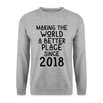 Making the World a better place since 2018 - Unisex Sweatshirt - salt & pepper - Front - Alina (178cm) & Michal (187cm)