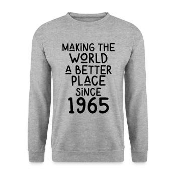 Making the World a better place since 1965 - Unisex Pullover - Weißgrau meliert - Vorne - Alina (178cm) & Michal (187cm)