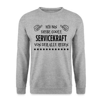 Servicekraft Dienstleistung Lustig Spruch Geschenk - Unisex Pullover - Weißgrau meliert - Vorne - Alina (178cm) & Michal (187cm)